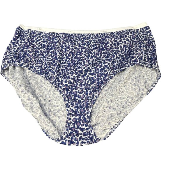 Hanes Womens Size 12 Panty Brief Leopard Print Purple White New Without Tags - Picture 1 of 6